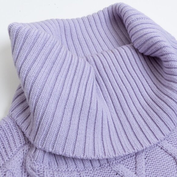 Kit and Ace Merino Cableknit Turtleneck Sweater Liliac Purple - Picture 7 of 13